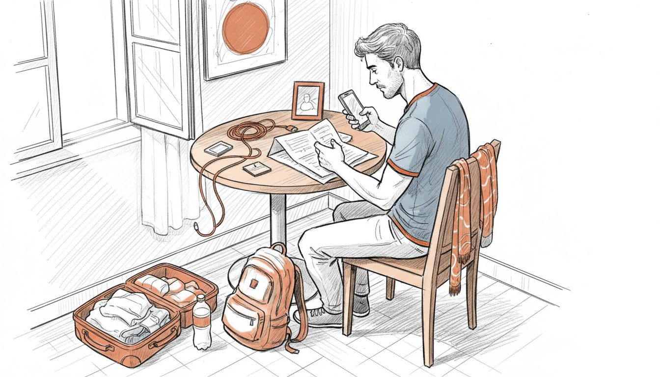 Traveler choosing eSIM plan at desk