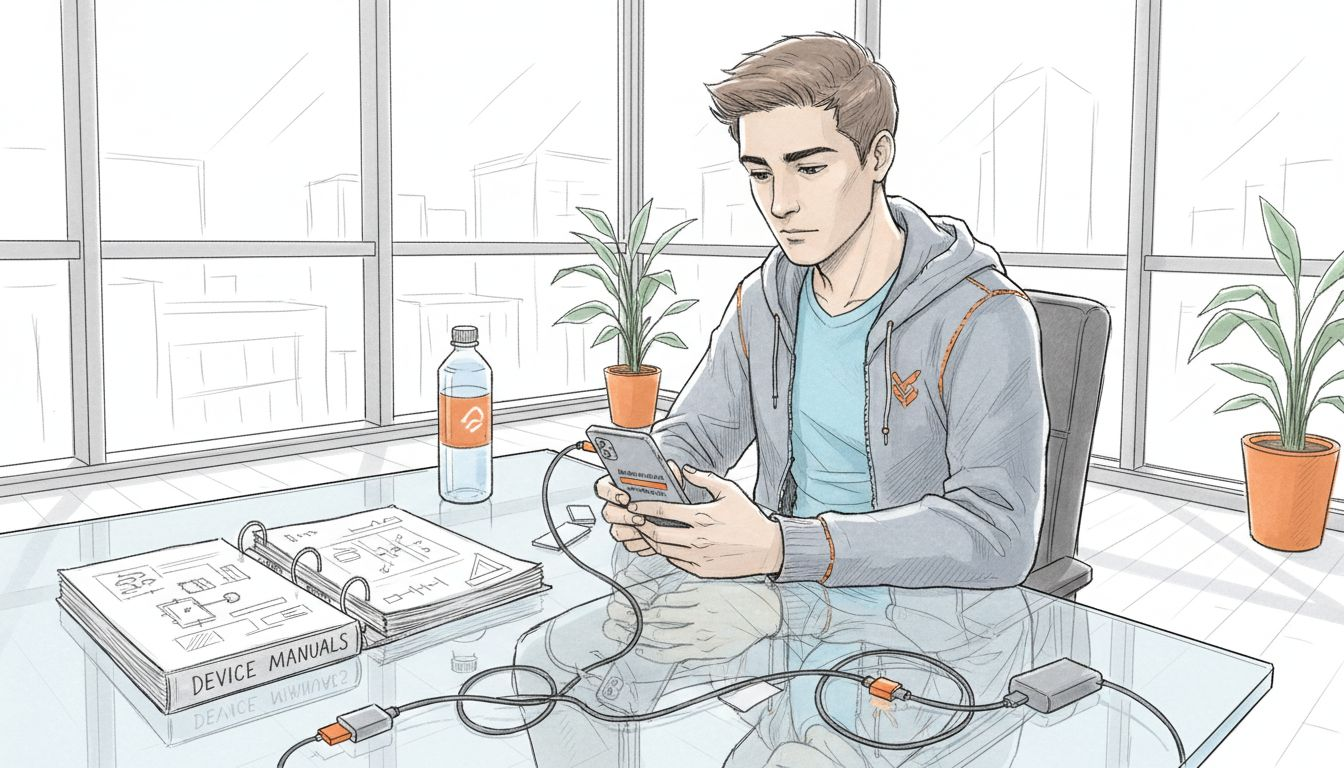 Man preparing smartphone for eSIM setup