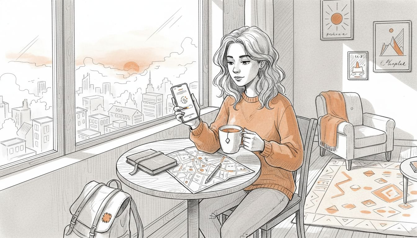 Nomad activating eSIM in hostel lounge