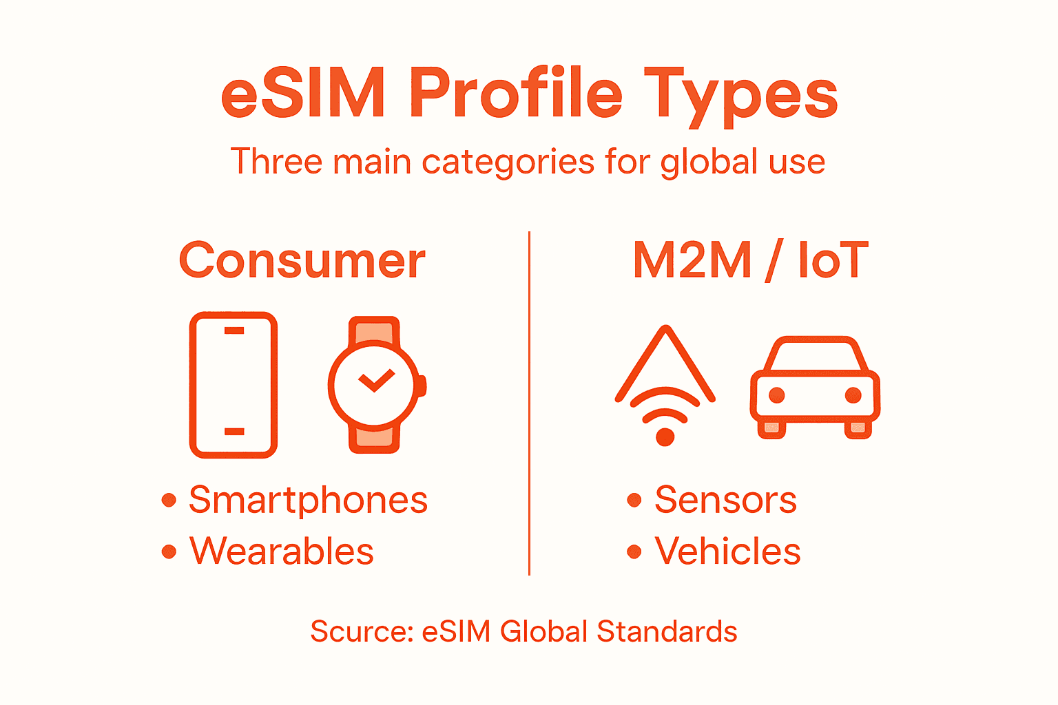 Infographic of eSIM profile types and devices