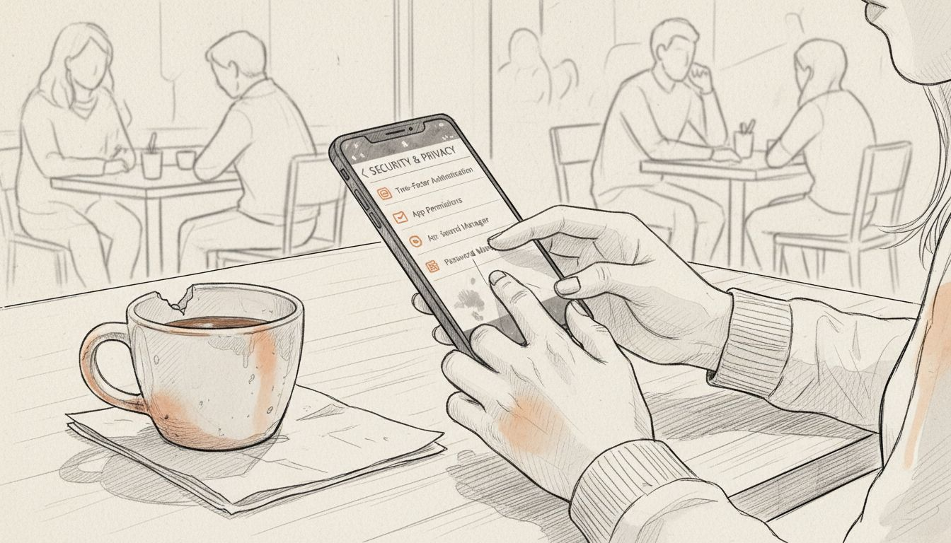 Hands adjusting eSIM security smartphone