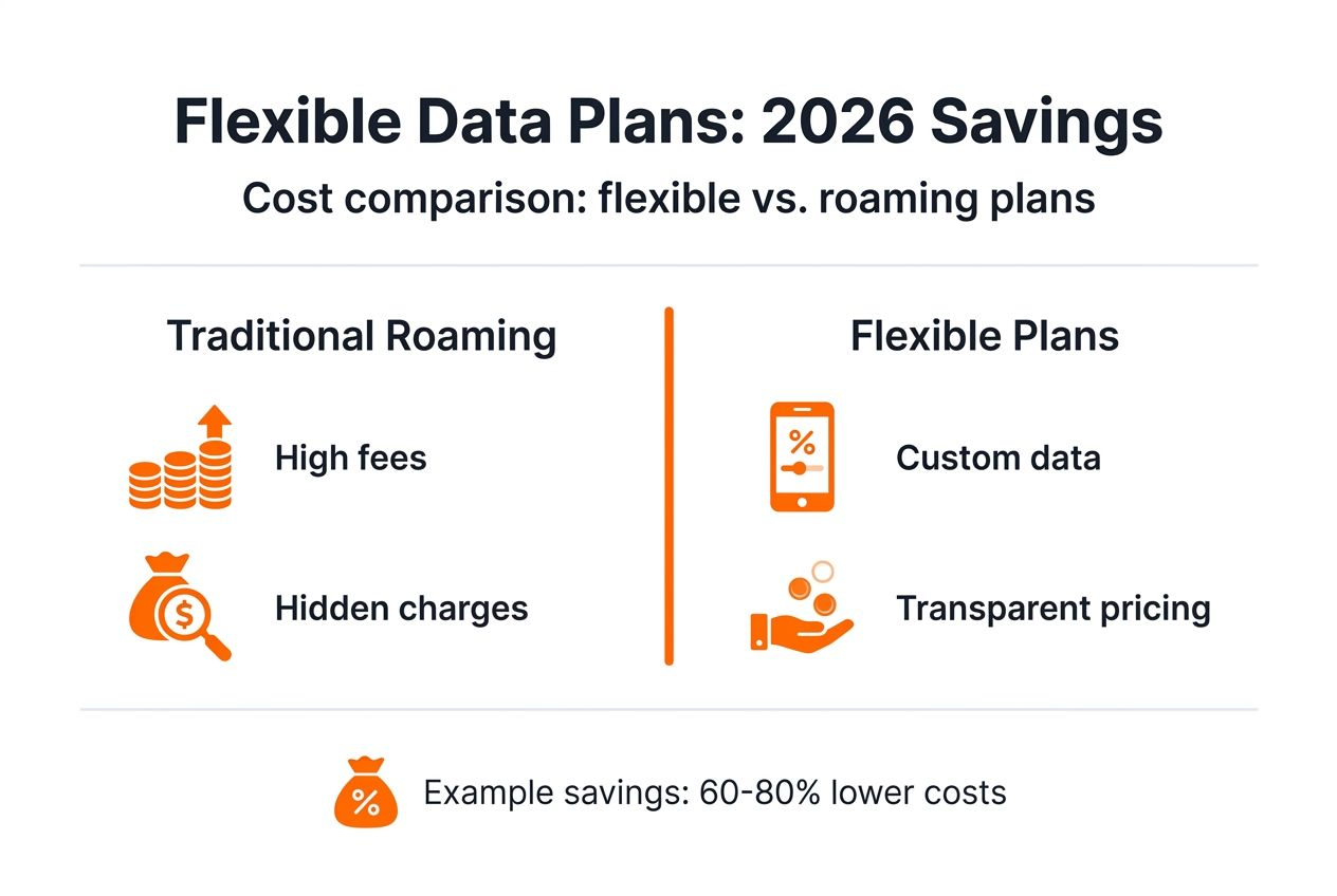 Infographic showing flexible vs. roaming data plan savings