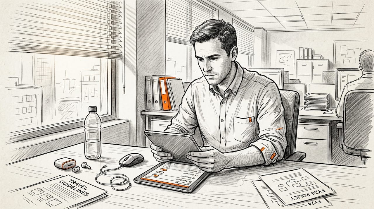 IT manager updating device settings in office