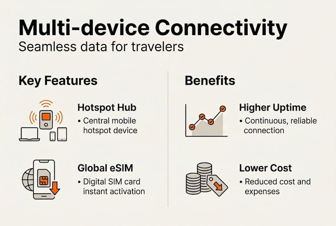 Infographic of features and benefits for travelers