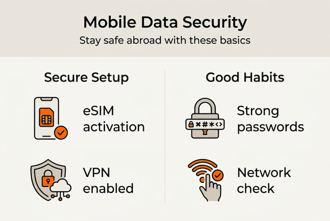 Infographic of key mobile data safety steps