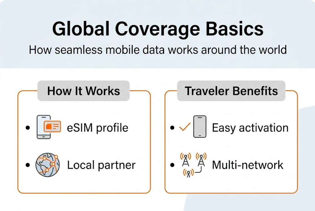 Infographic explaining key points of global data coverage