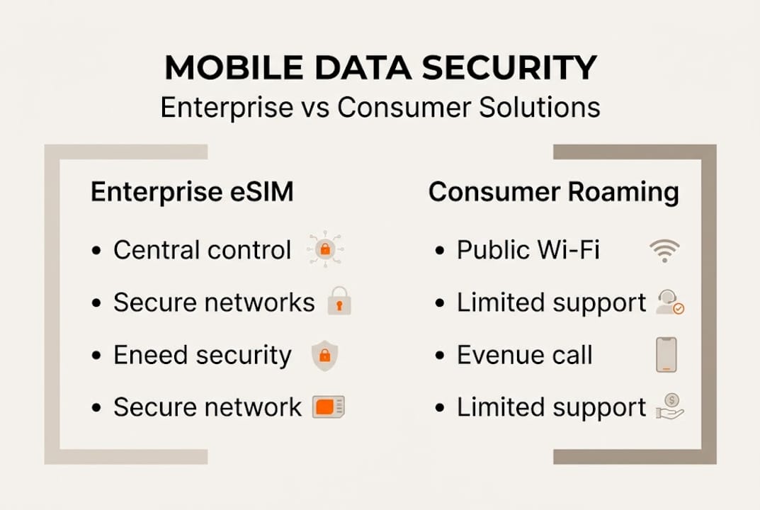 Infographic comparing enterprise and consumer security