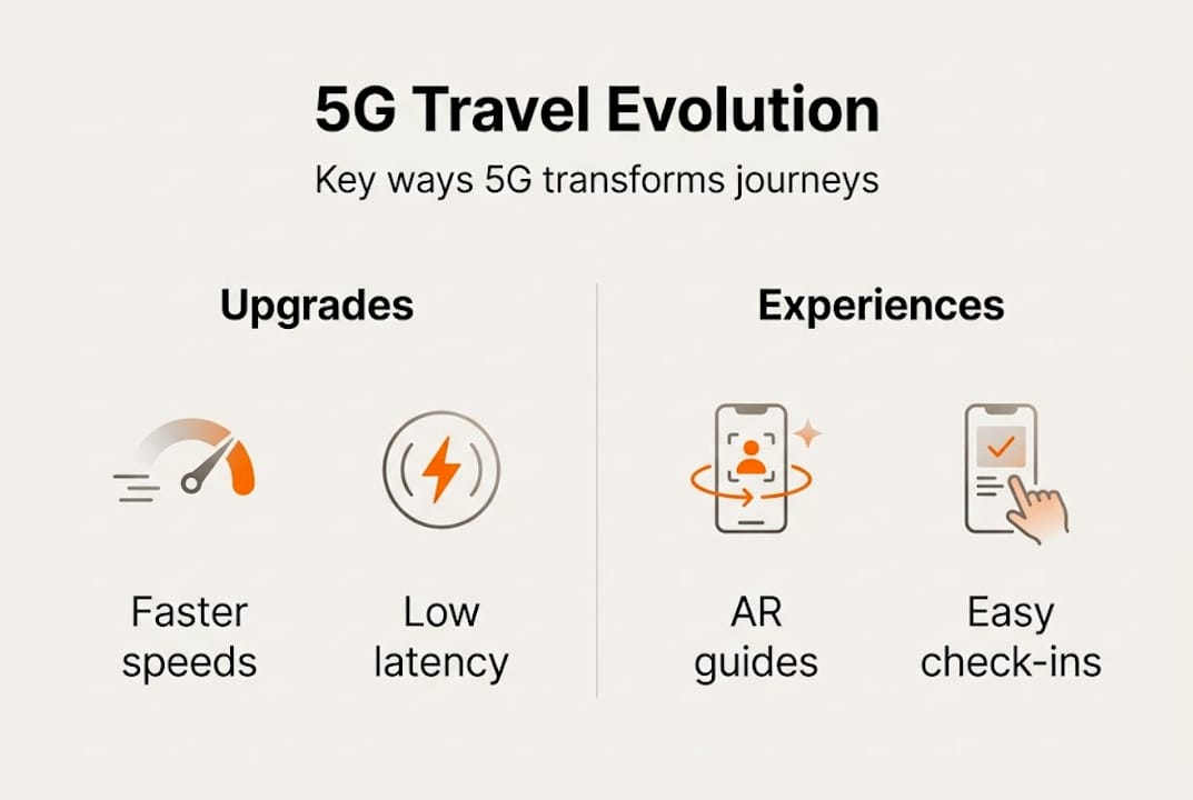 Infographic illustrates 5G travel benefits and features