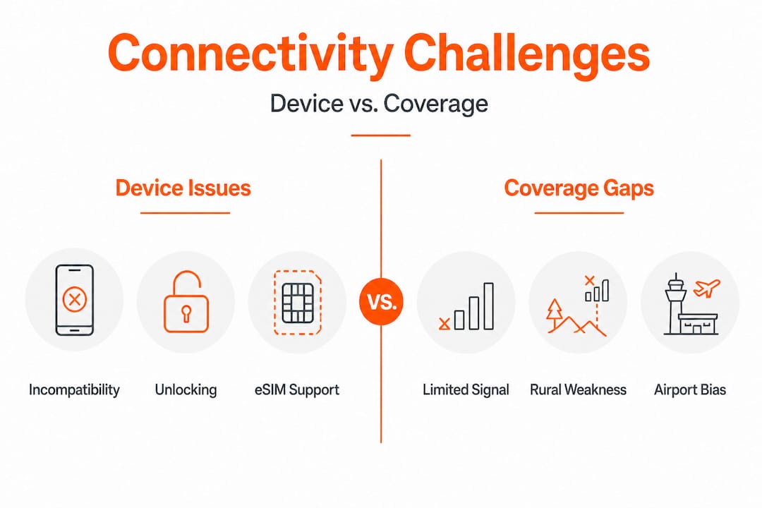 Infographic showing device and coverage challenges