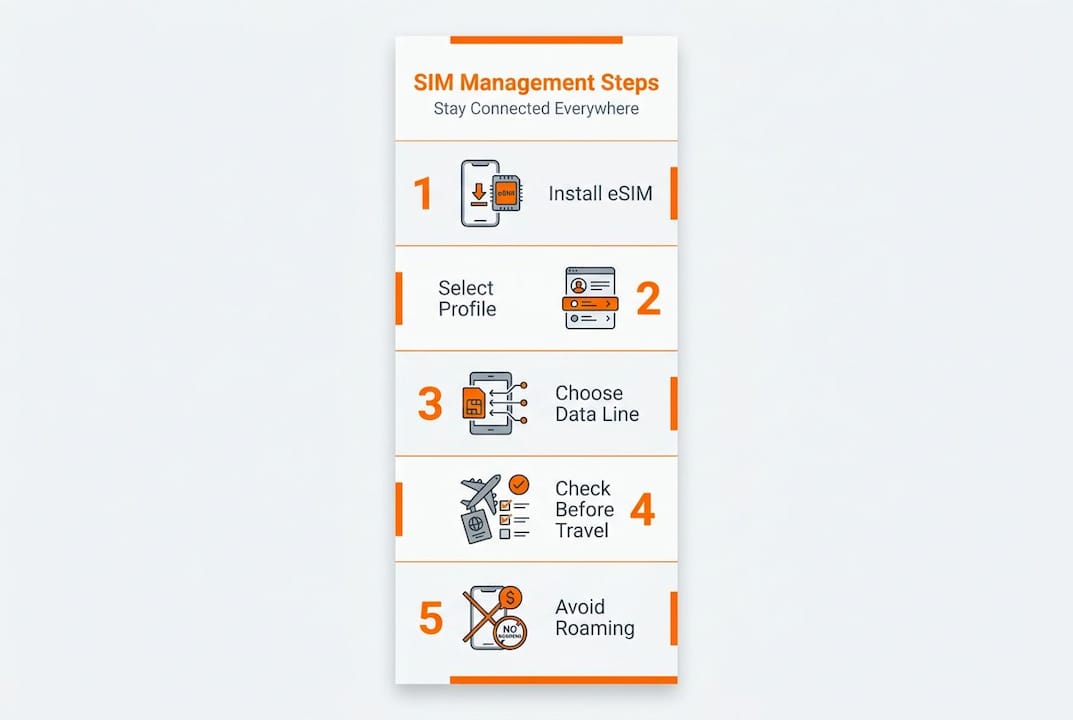 Infographic of SIM profile management steps