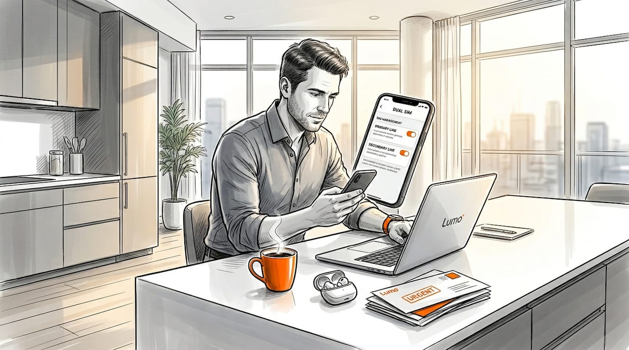 Man checking dual SIM settings on smartphone