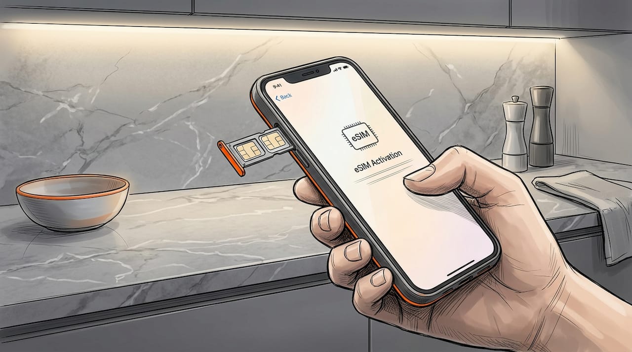 Smartphone with dual SIM tray open