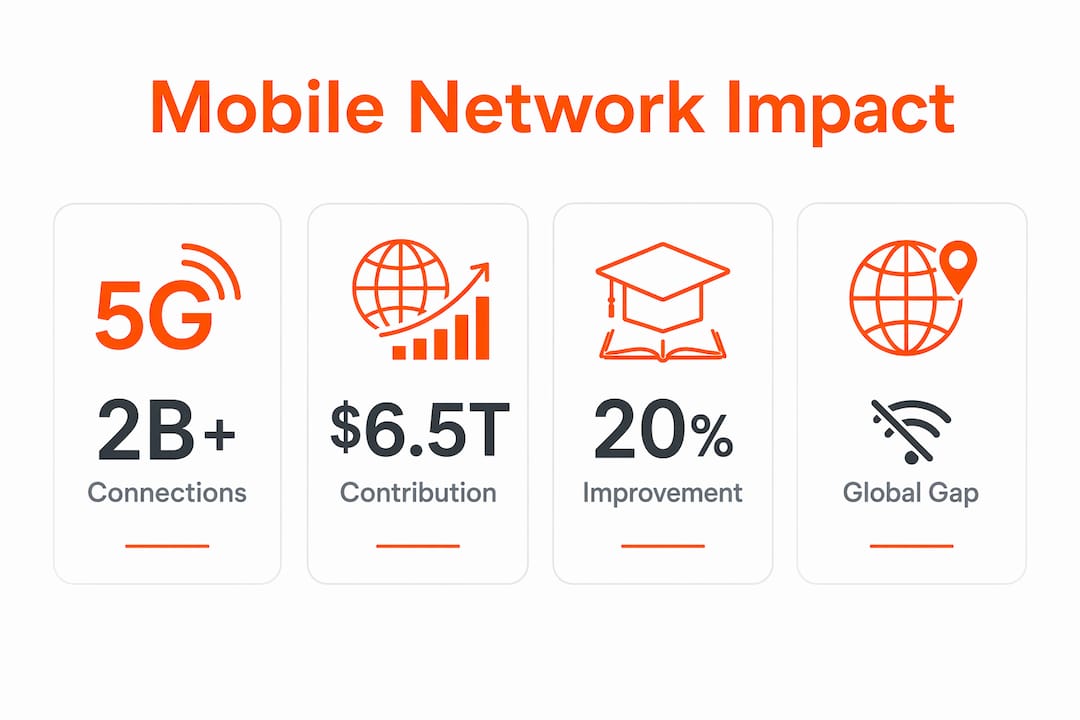 Infographic showing key mobile connectivity statistics and impact