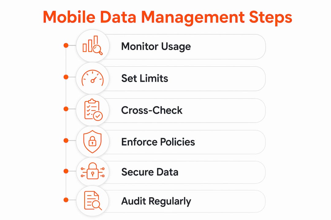 Infographic showing mobile data management steps
