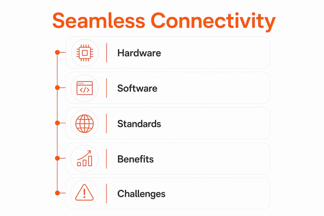 Infographic illustrating seamless connectivity layers and benefits