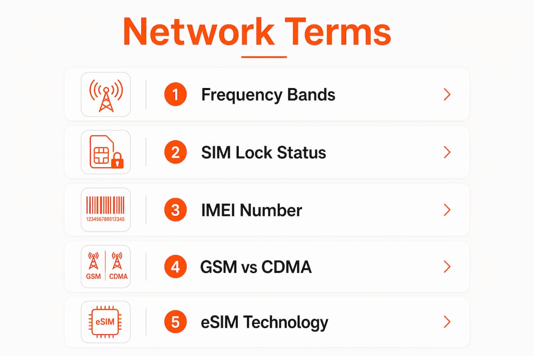 Infographic showing key network compatibility terms