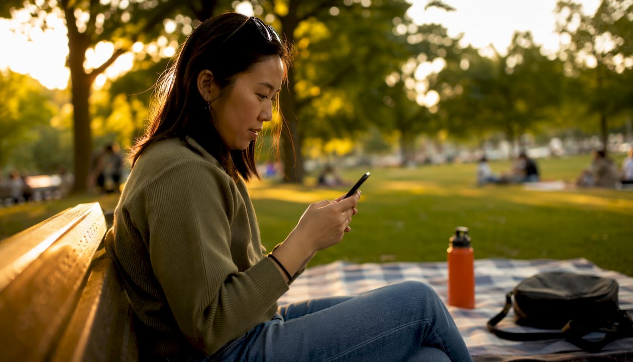 Person activating eSIM on smartphone at home