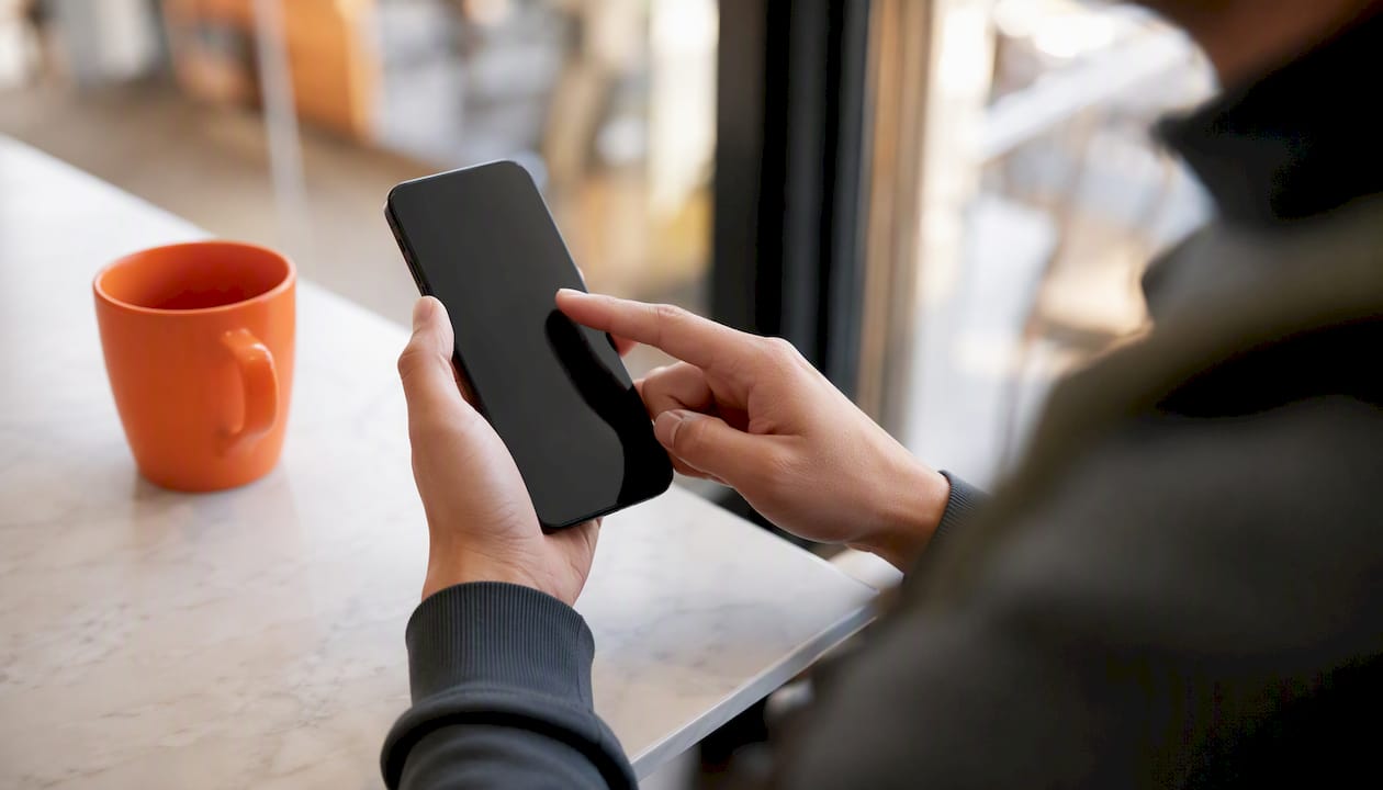 Hands activating eSIM on smartphone