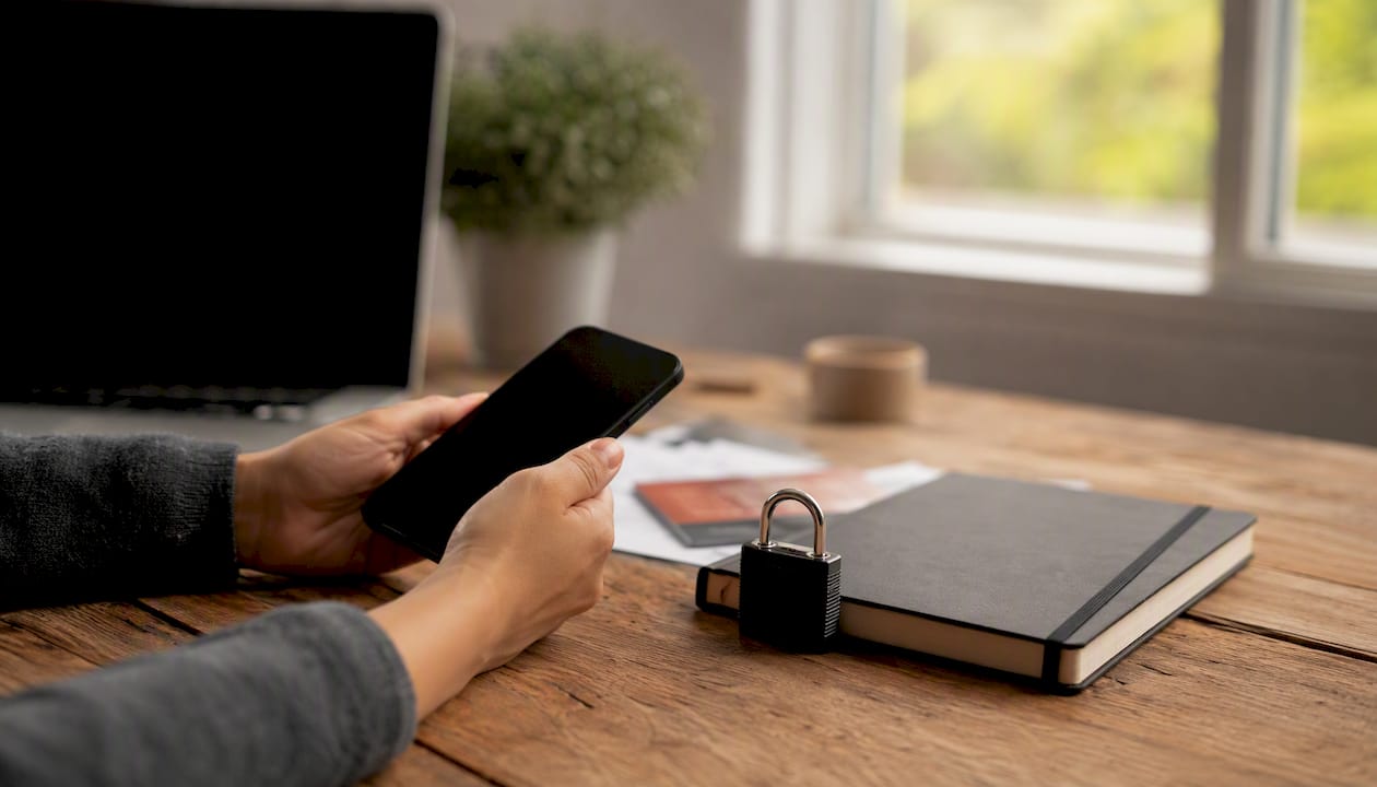 Smartphone and lock symbolizing eSIM security