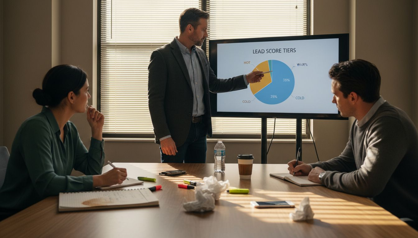 Sales team reviewing AI lead scoring