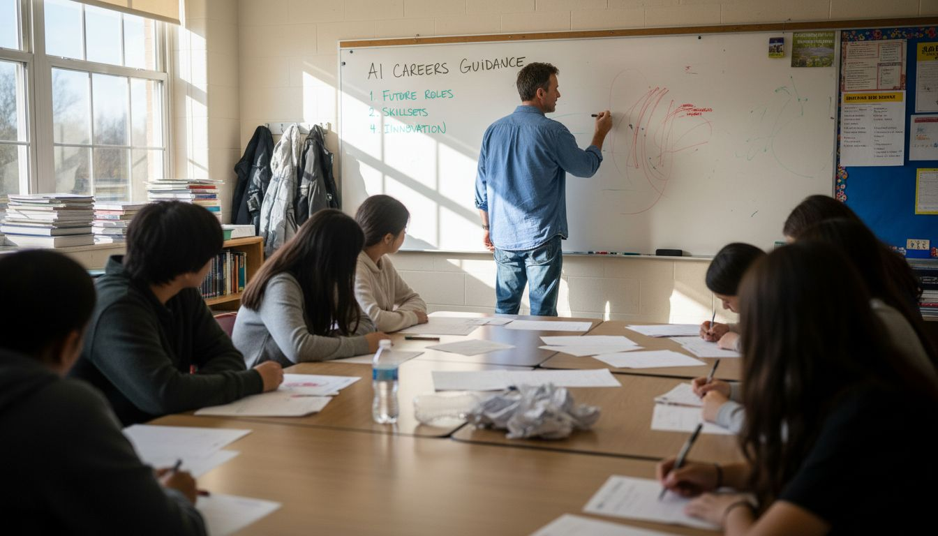 Teacher discussing ai career guidance in class