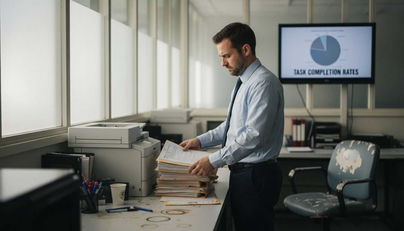 Government worker handling AI-optimized case files