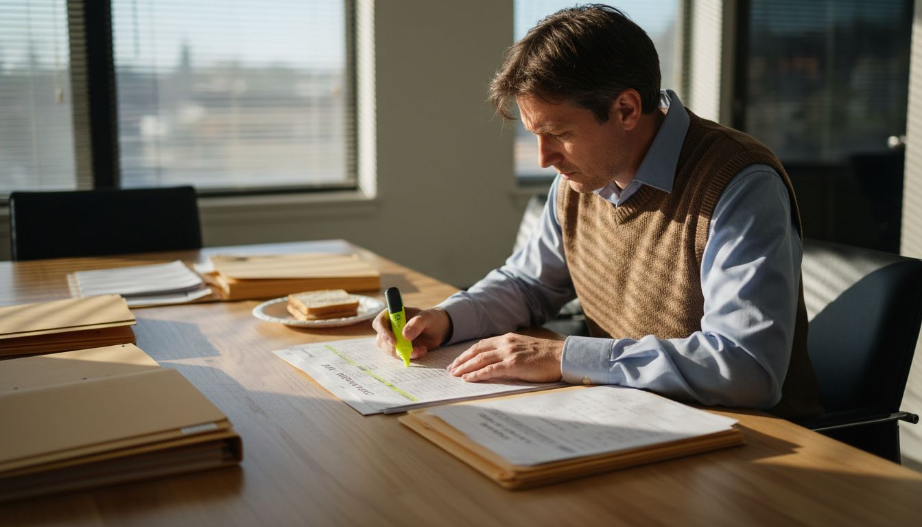 Manager reviewing process assessment documents