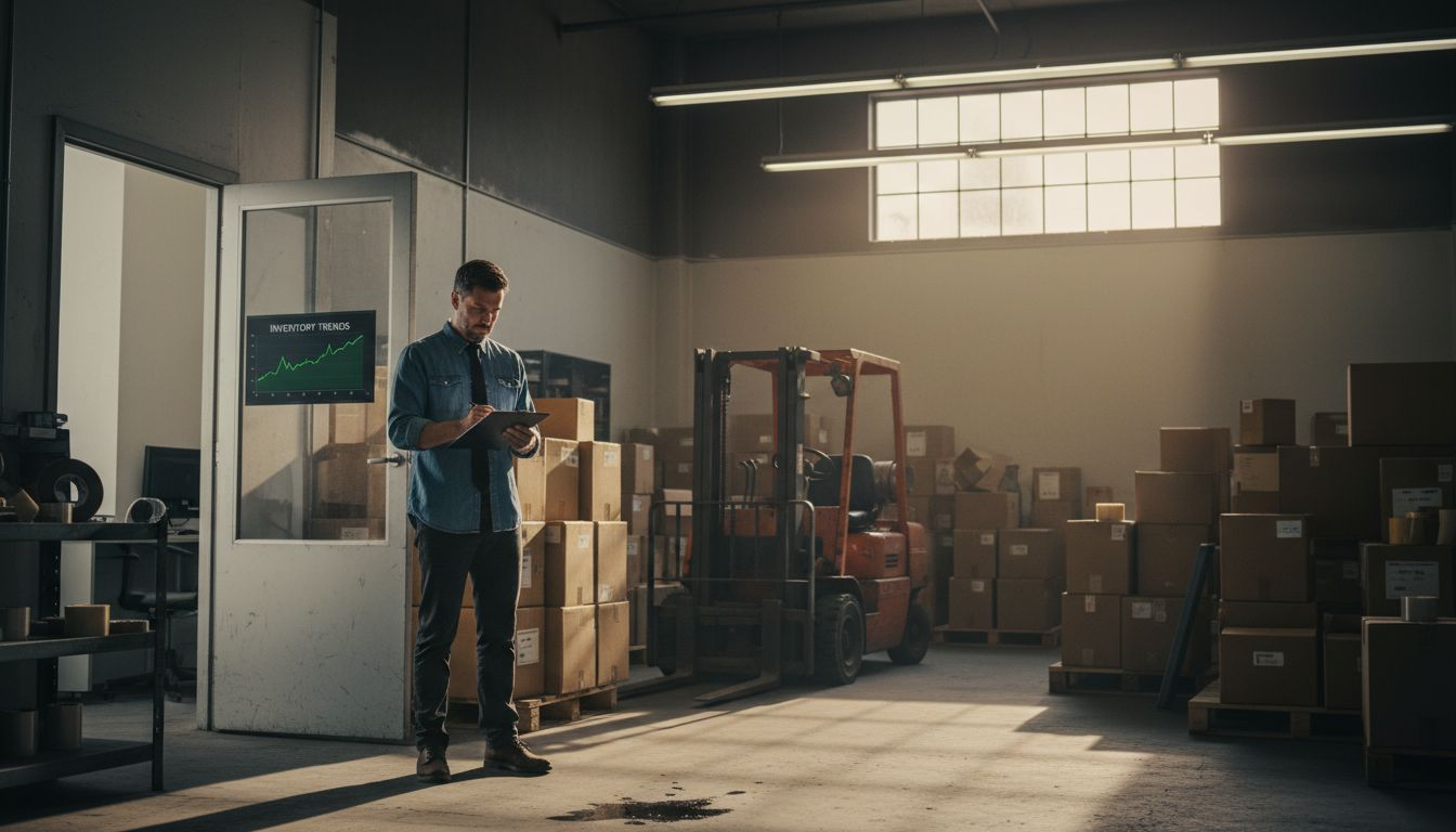 Manager overseeing warehouse AI-enhanced workflow
