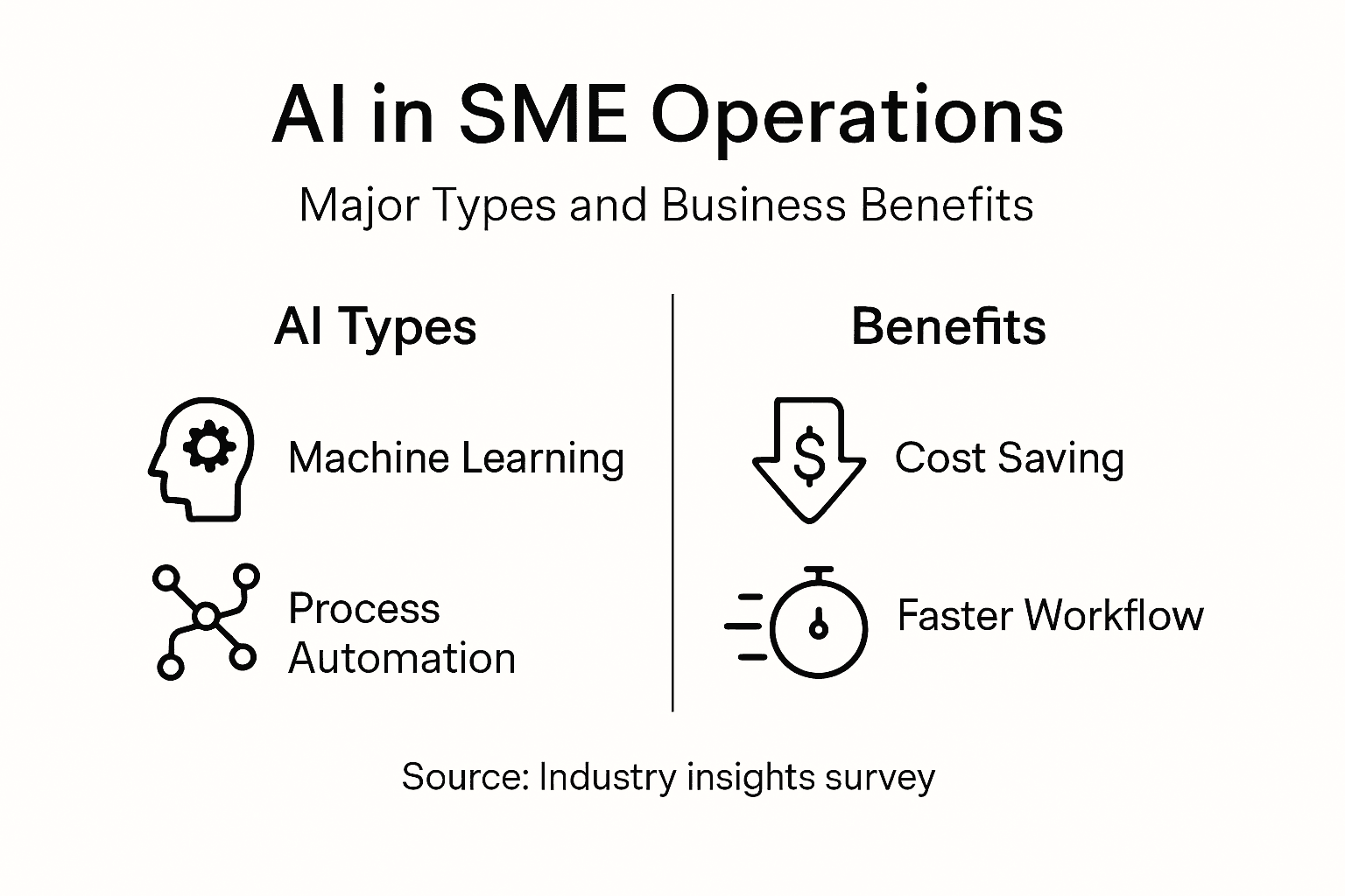 Infographic shows AI types and SME benefits