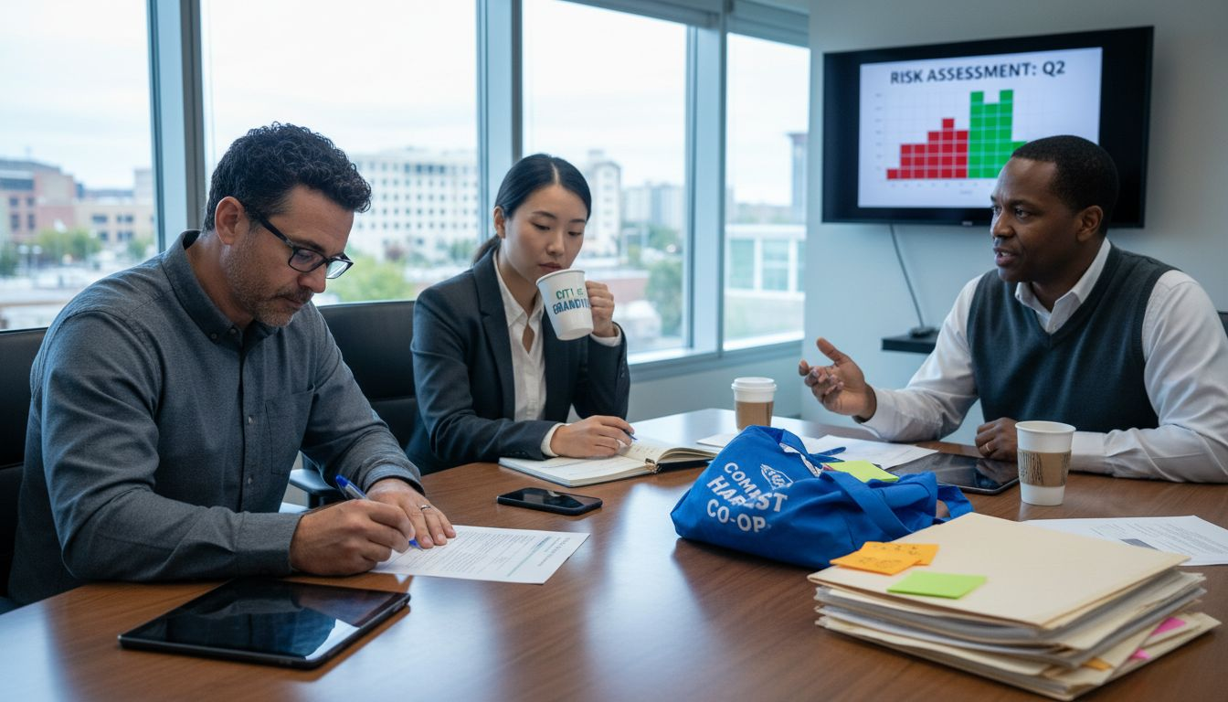 Local government team reviewing AI project