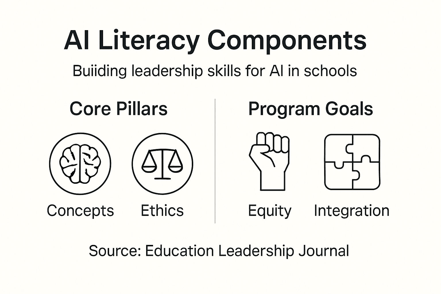 Infographic outlining AI literacy program components