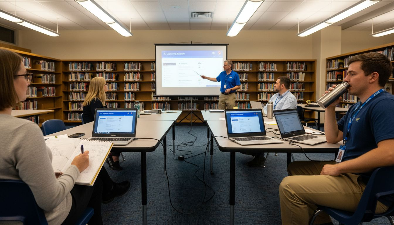 Teachers in hands-on AI training session