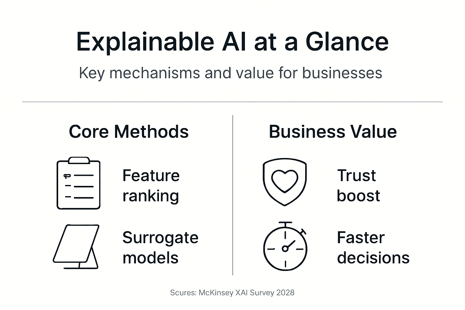 Infographic core XAI methods and business value