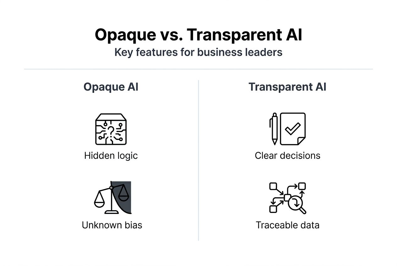 Infographic opaque versus transparent AI features