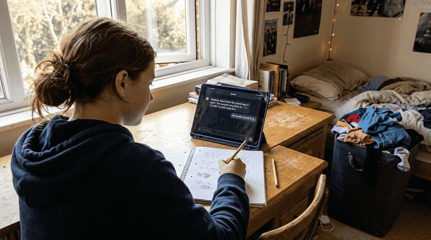 Student receiving feedback from educational chatbot