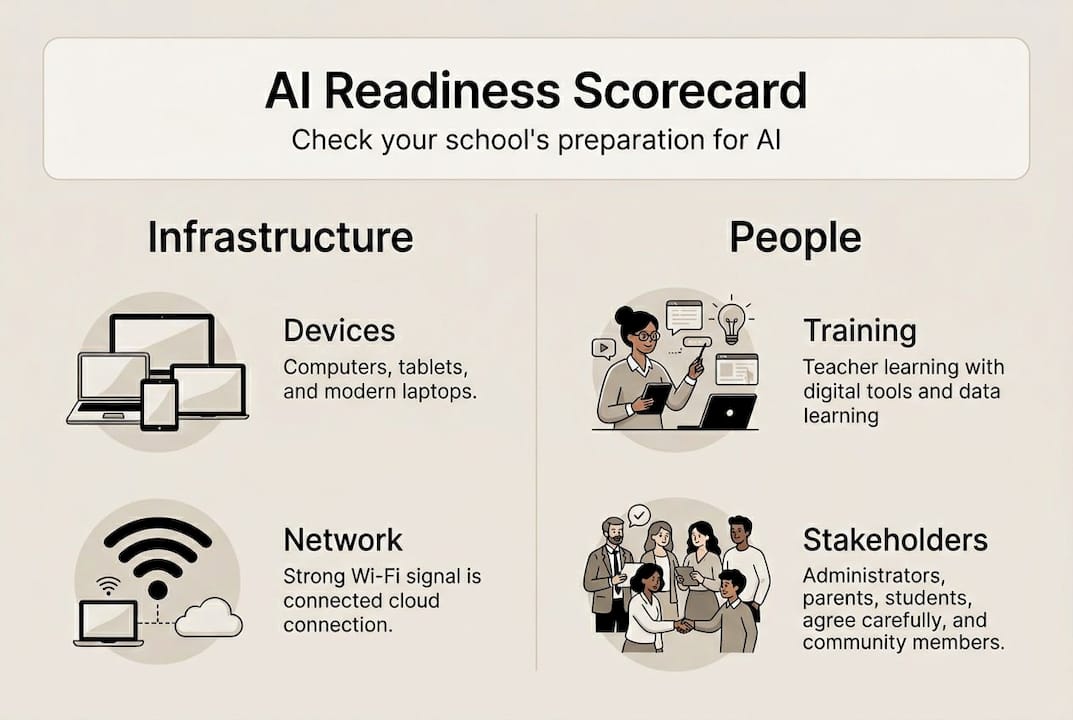 Infographic scorecard for AI readiness in education