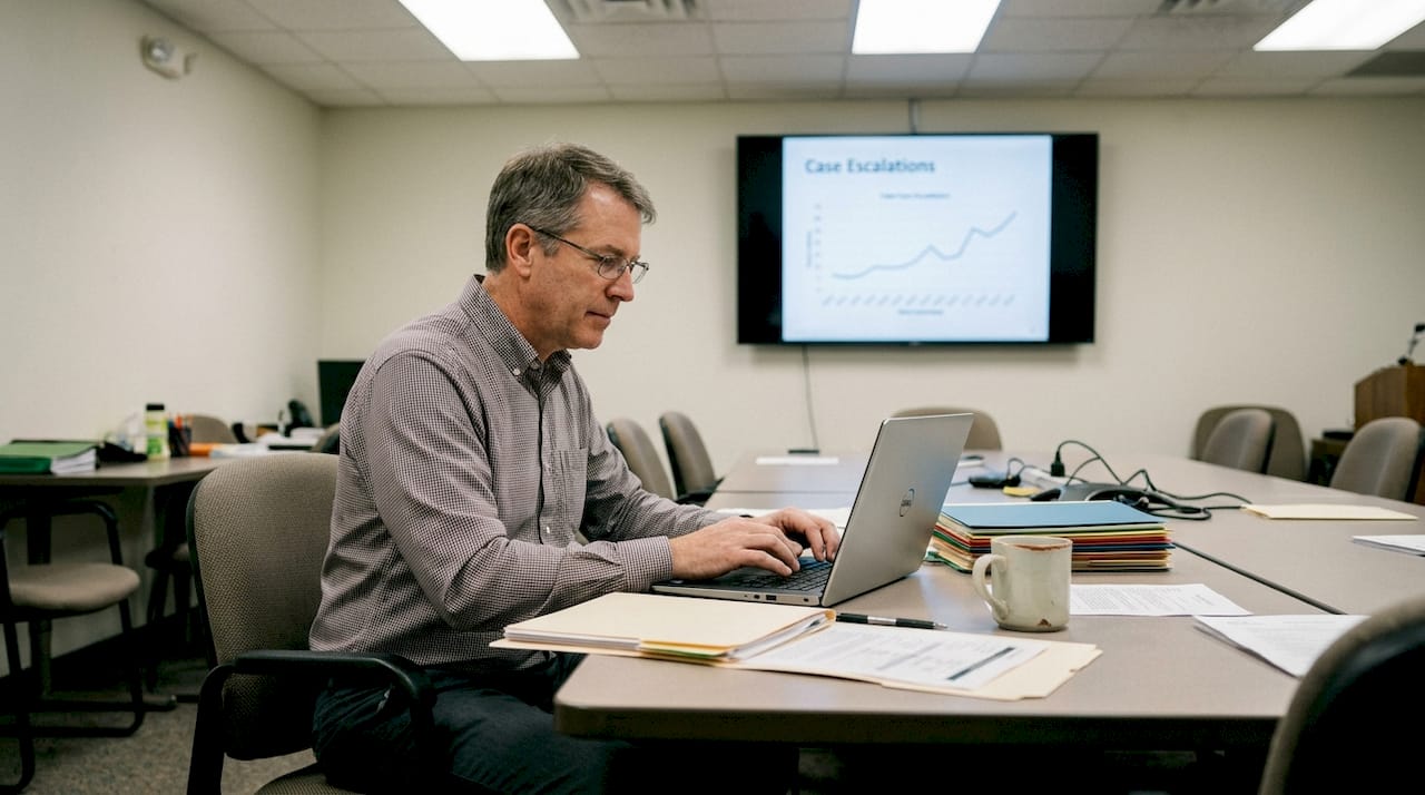 Social service coordinator using AI in meeting