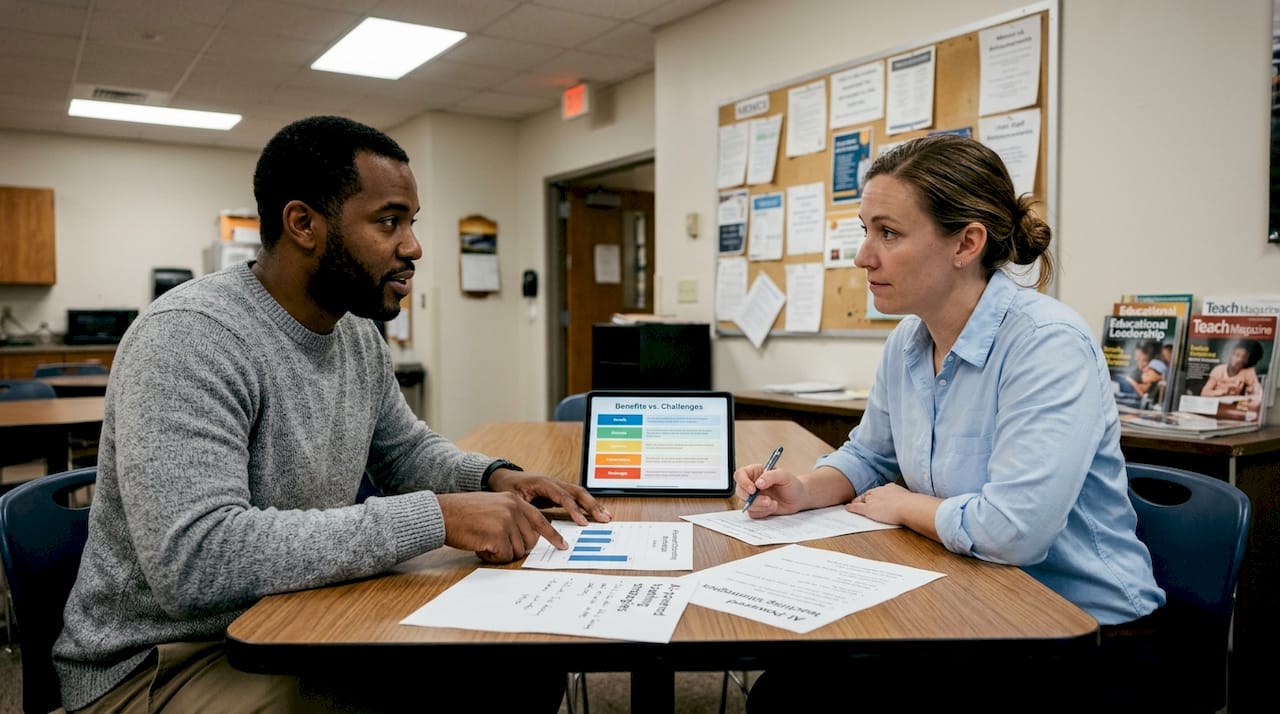 Educators discussing AI teaching benefits and risks