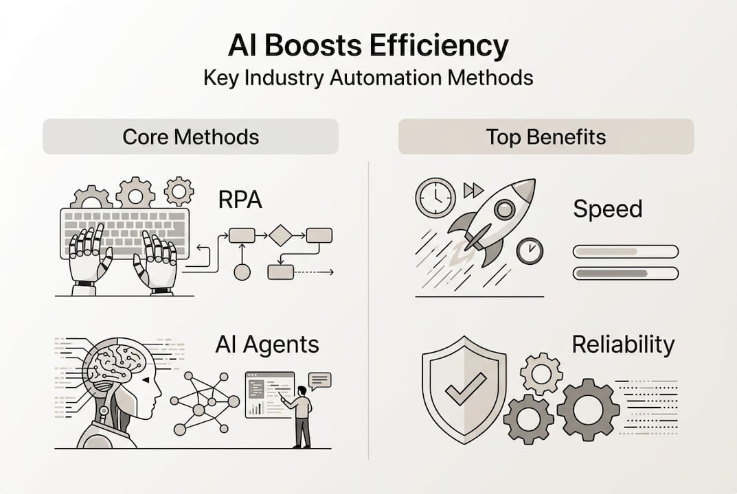 Infographic showing automation types and benefits