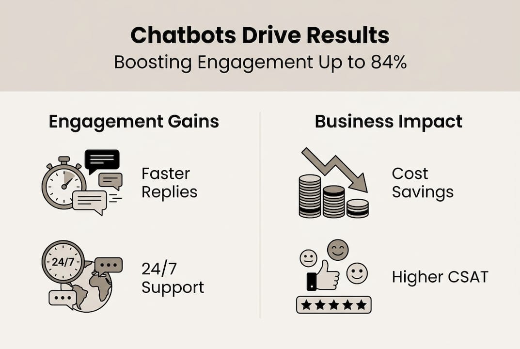 Infographic showing chatbot engagement and business impact