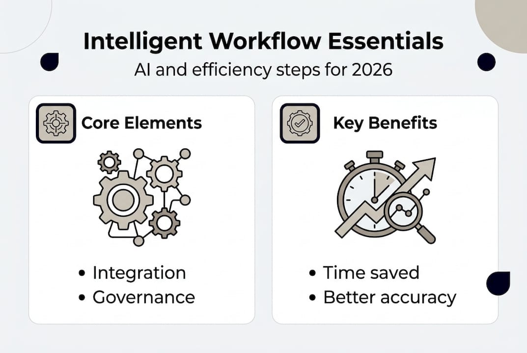 Infographic showing workflow elements and benefits