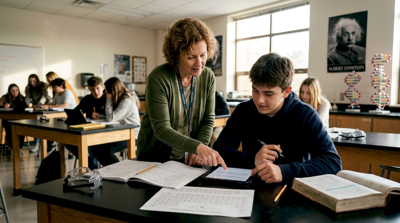 Teacher guiding Socratic AI science session