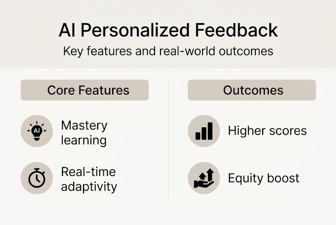 Infographic showing AI feedback features and outcomes