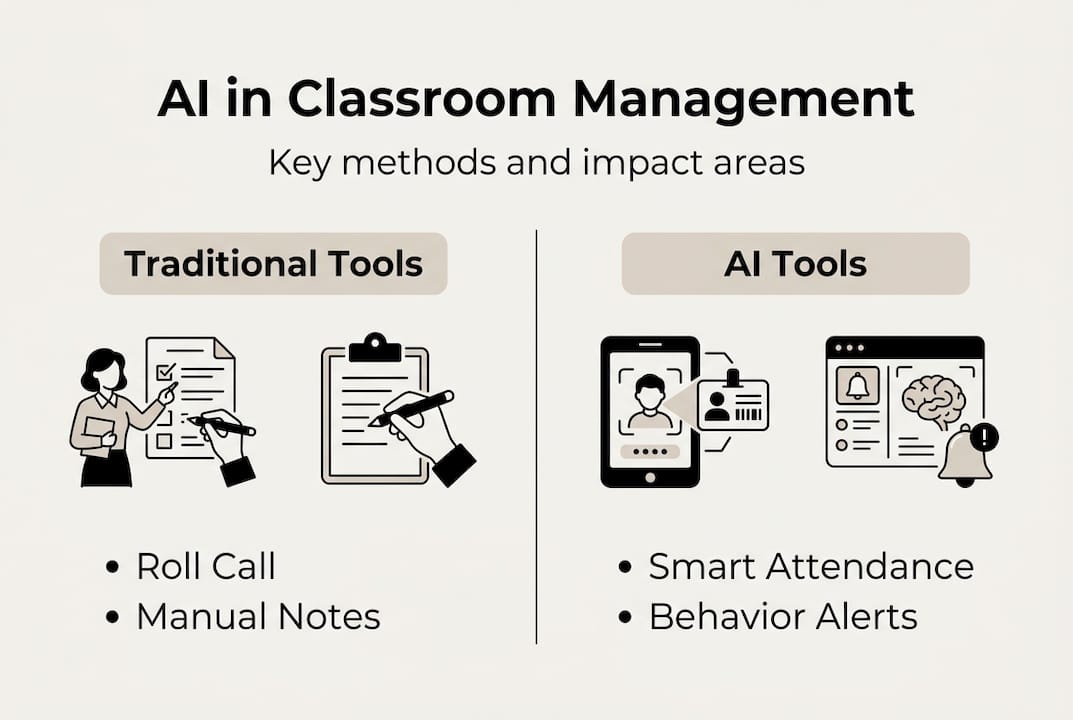 Infographic of AI versus traditional classroom tools