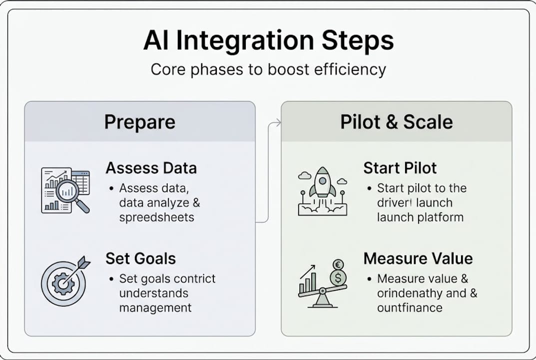 Infographic with steps for AI integration