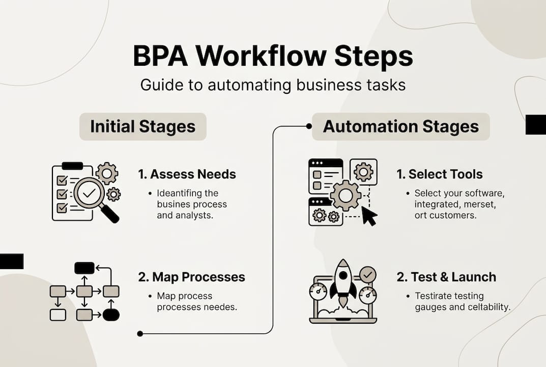 Infographic showing business automation steps overview