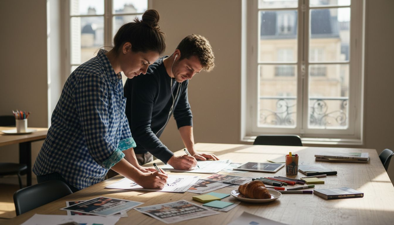 L’équipe élabore la stratégie de communication pour une campagne multicanale.