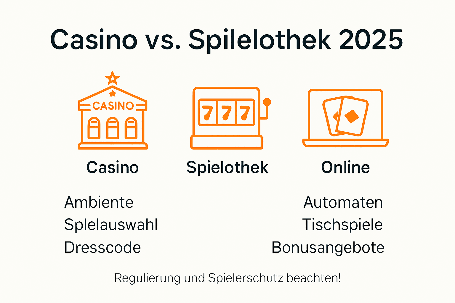 Infografik: Die wichtigsten Unterschiede zwischen Online-Casinos und Spielotheken auf einen Blick