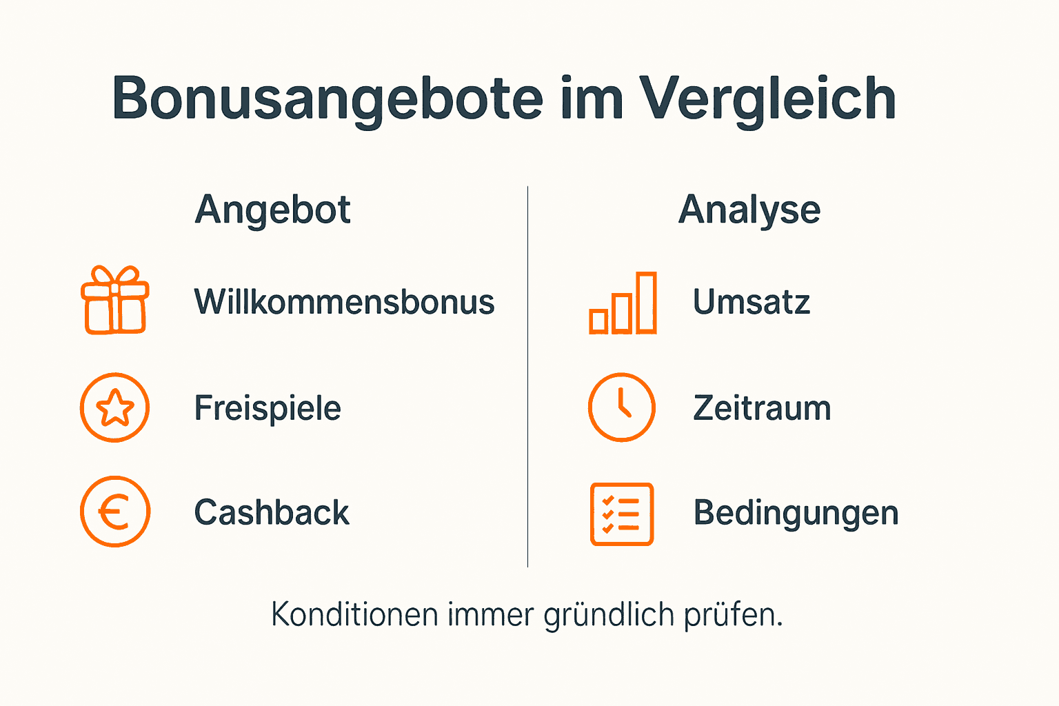 Übersichtsgrafik: Gegenüberstellung aktueller Bonusangebote mit den wichtigsten Bewertungskriterien