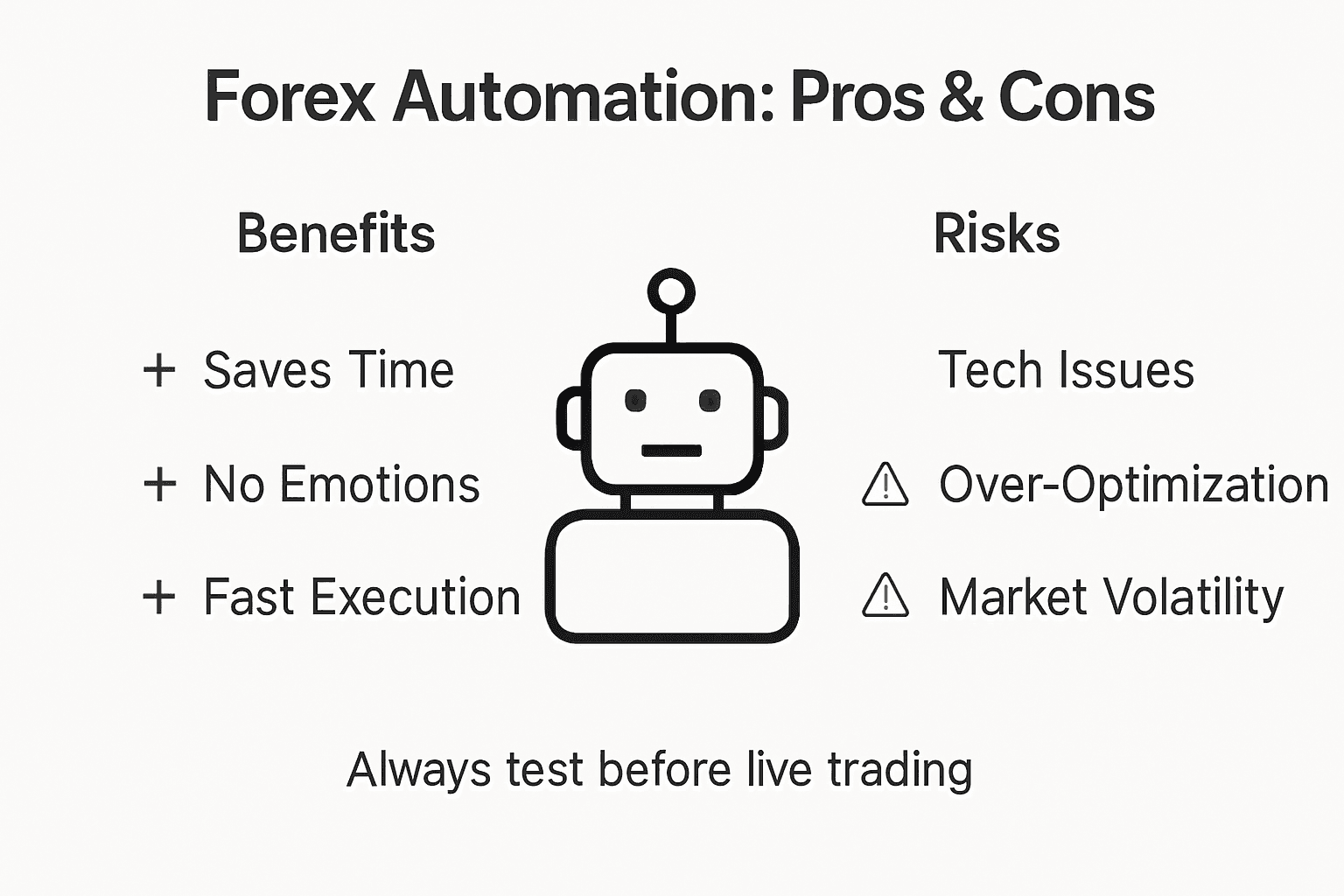 Infographic showing forex automation pros and cons